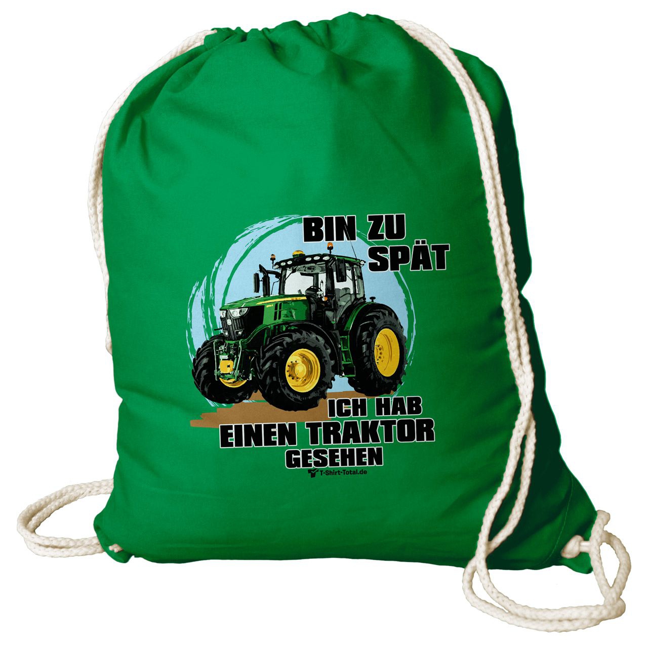 Hab einen Traktor Baumwoll Rucksack grün